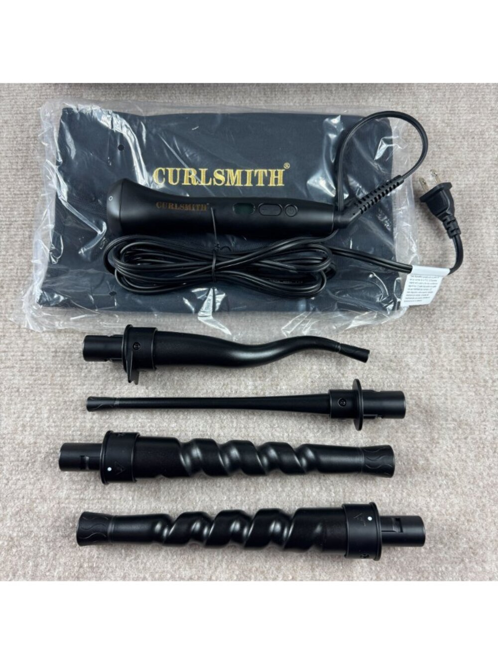 Curlsmith Defrizzion Curl Reviving Wand Set 4 Interchangeable Barrels Black - Picture 2 of 5